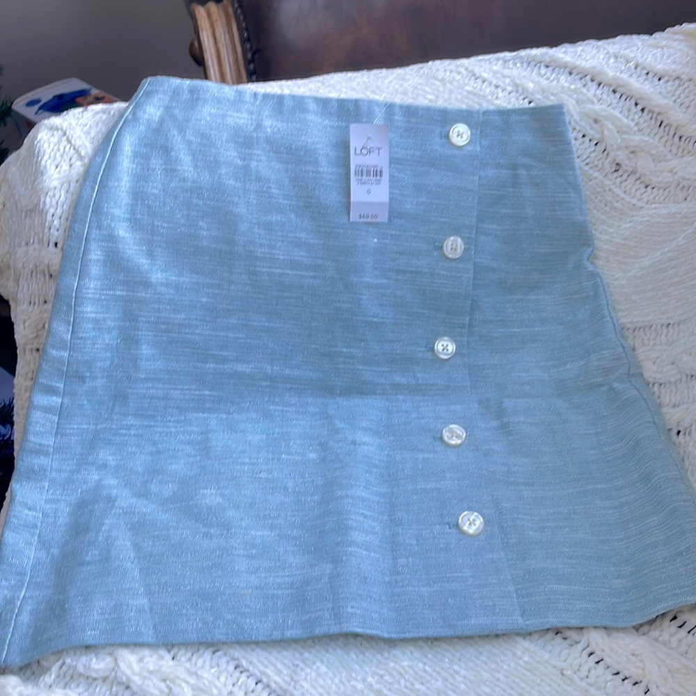 Loft ice blue tweed fitted skirt size 0